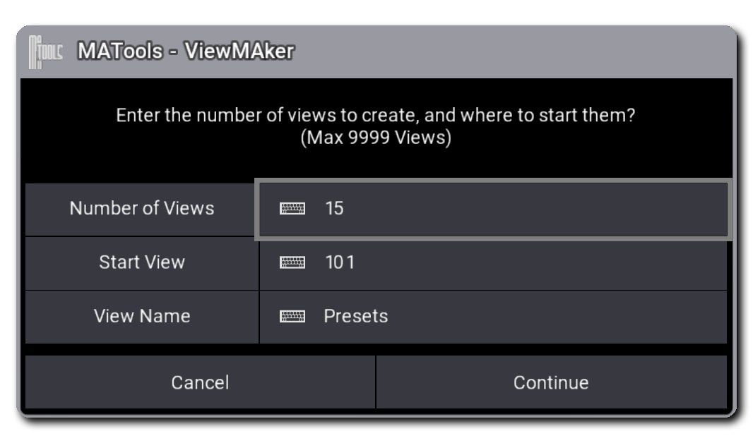 View Creation Settings